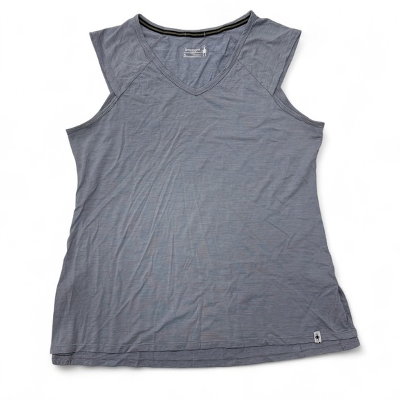 Smartwool Merino 150 Striped Tank Top Womens XL V-Neck Sleeveless Shirt Gray - Picture 1 of 8